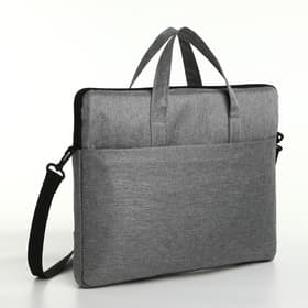 Сумка для ноутбука на молнии, наружный карман, держатель для чемодана, длинный ремень, 37.5×3×27.5 см, серая