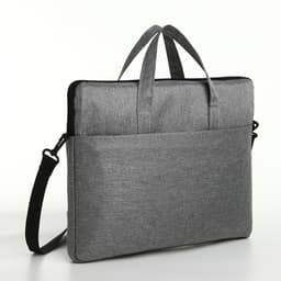 Сумка для ноутбука на молнии, наружный карман, держатель для чемодана, длинный ремень, 37.5×3×27.5 см, серая