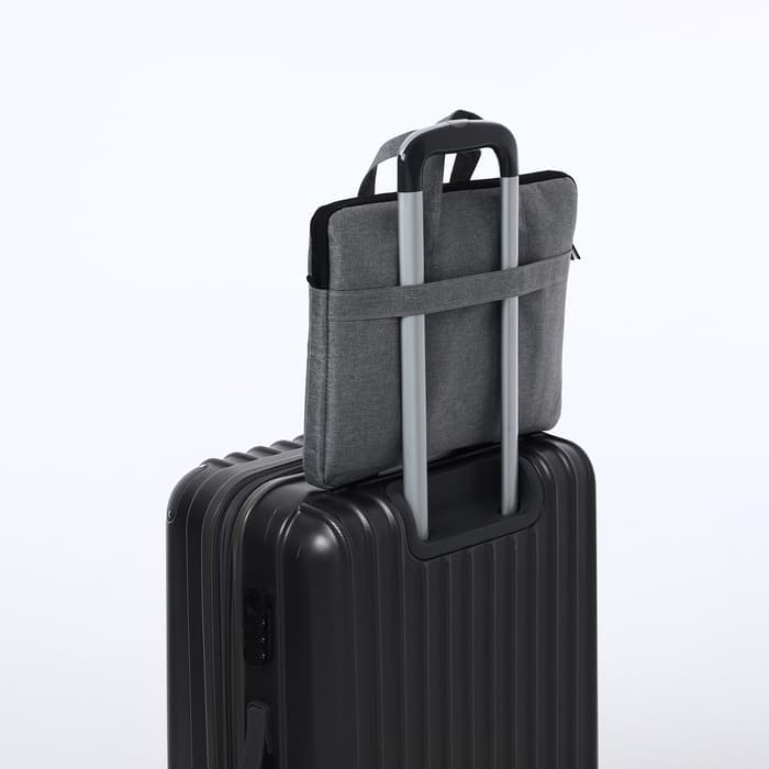 Сумка для ноутбука на молнии, наружный карман, держатель для чемодана, длинный ремень, 37.5×3×27.5 см, серая