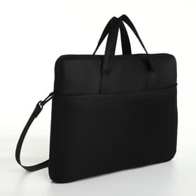 Сумка для ноутбука на молнии, наружный карман, держатель для чемодана, длинный ремень, 37.5×3×27.5 см, чёрная