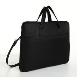 Сумка для ноутбука на молнии, наружный карман, держатель для чемодана, длинный ремень, 37.5×3×27.5 см, чёрная