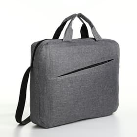 Сумка для ноутбука на молнии, наружный карман, держатель для чемодана, длинный ремень, 40.5×7.5×30.5 см, серая