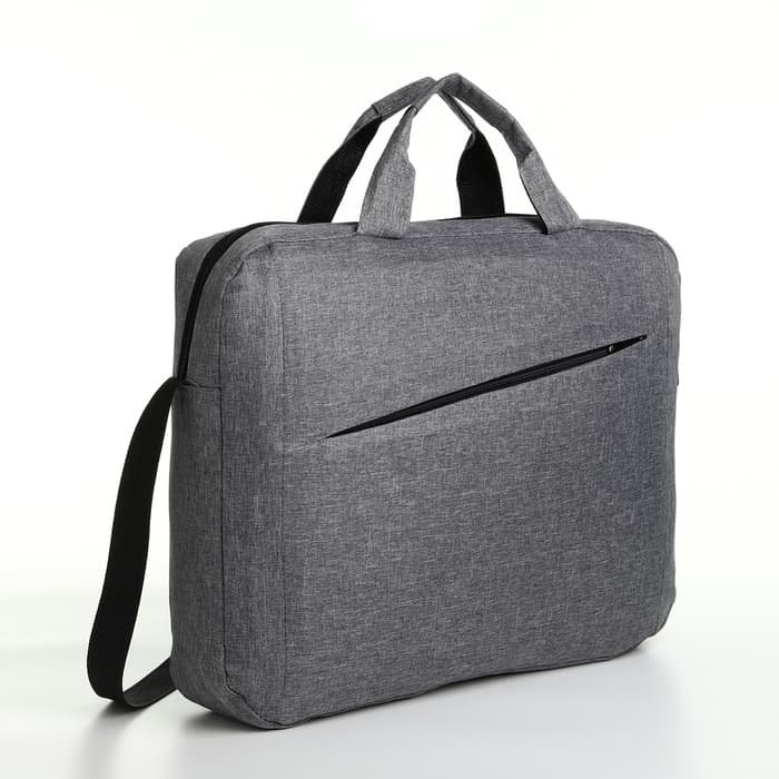 Сумка для ноутбука на молнии, наружный карман, держатель для чемодана, длинный ремень, 40.5×7.5×30.5 см, серая