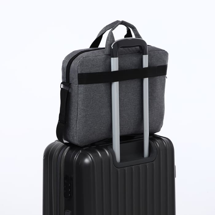 Сумка для ноутбука на молнии, наружный карман, держатель для чемодана, длинный ремень, 40.5×7.5×30.5 см, серая