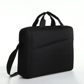 Сумка для ноутбука на молнии, наружный карман, держатель для чемодана, длинный ремень, 40.5×7.5×30.5 см, чёрная