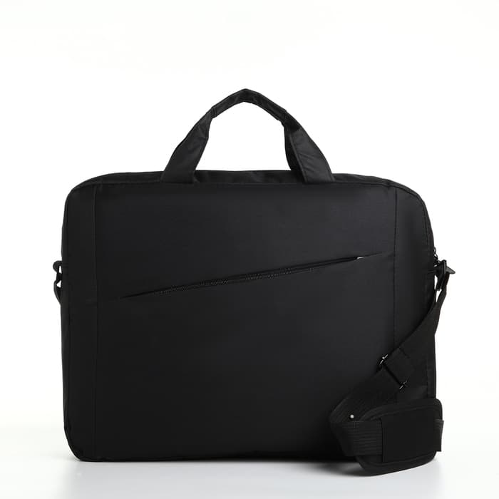 Сумка для ноутбука на молнии, наружный карман, держатель для чемодана, длинный ремень, 40.5×7.5×30.5 см, чёрная