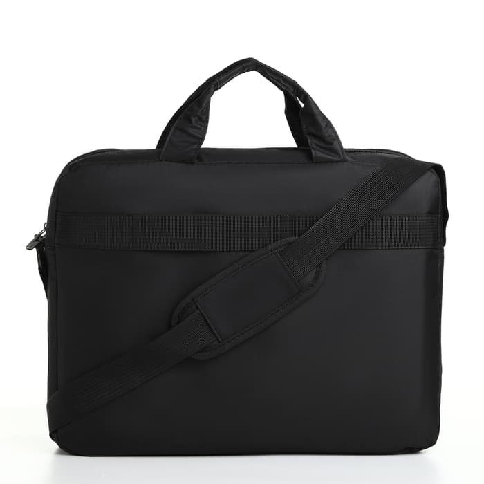 Сумка для ноутбука на молнии, наружный карман, держатель для чемодана, длинный ремень, 40.5×7.5×30.5 см, чёрная