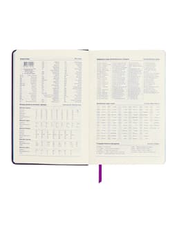 Ежедневник недатированный A5, 140 листов, искусственная кожа, на резинке, синий срез, фиолетовый
