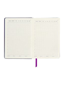 Ежедневник недатированный A5, 140 листов, искусственная кожа, на резинке, синий срез, фиолетовый