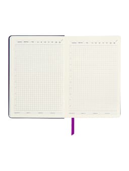 Ежедневник недатированный A5, 140 листов, искусственная кожа, на резинке, синий срез, фиолетовый