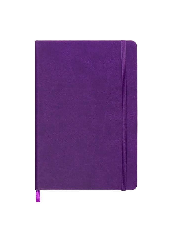 Ежедневник недатированный A5, 140 листов, искусственная кожа, на резинке, синий срез, фиолетовый