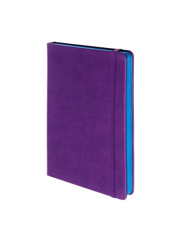 Ежедневник недатированный A5, 140 листов, искусственная кожа, на резинке, синий срез, фиолетовый