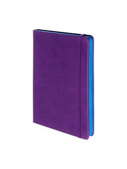 Ежедневник недатированный A5, 140 листов, искусственная кожа, на резинке, синий срез, фиолетовый