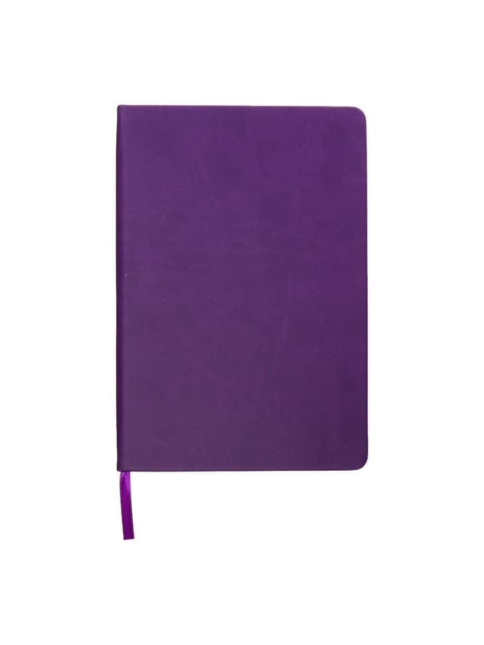 Ежедневник недатированный A5, 140 листов, искусственная кожа, на резинке, синий срез, фиолетовый