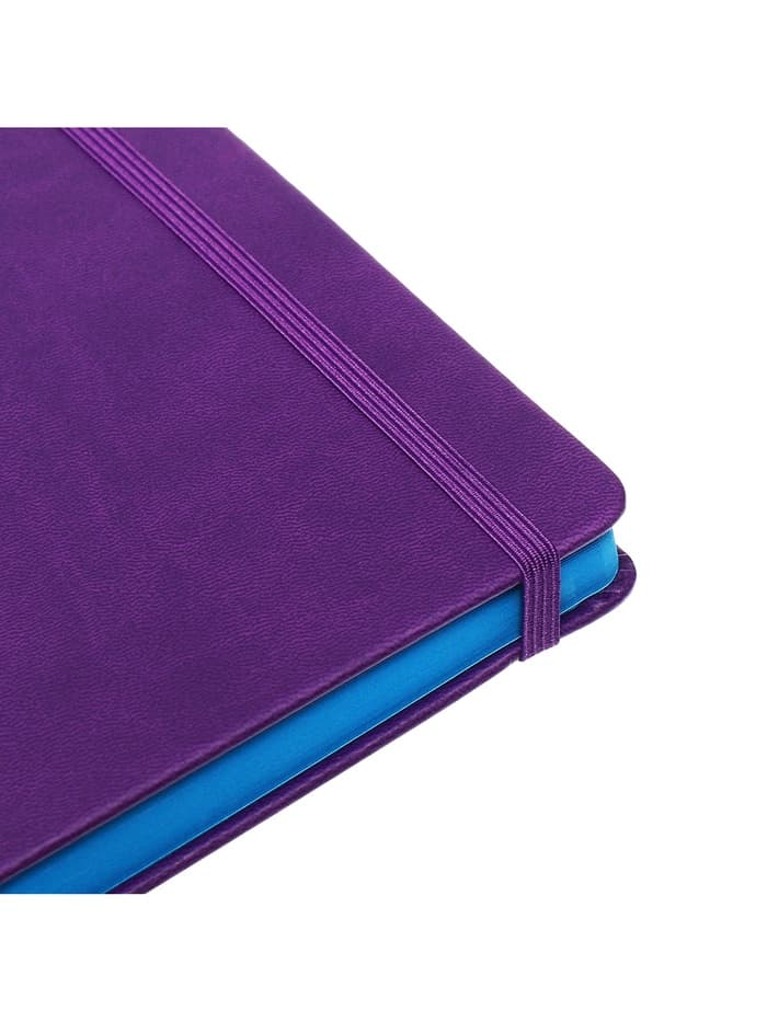 Ежедневник недатированный A5, 140 листов, искусственная кожа, на резинке, синий срез, фиолетовый