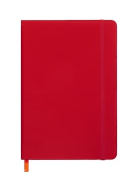 Ежедневник недатированный A5, 140 л, клетка, кожзам, на резинке, черный срез, Красный