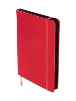 Ежедневник недатированный A5, 140 л, клетка, кожзам, на резинке, черный срез, Красный