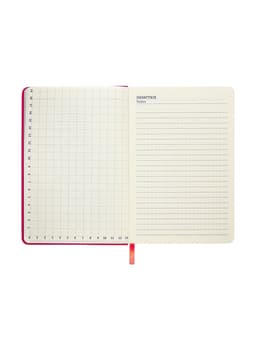 Ежедневник недатированный A5, 140 л, клетка, кожзам, на резинке, черный срез, Красный