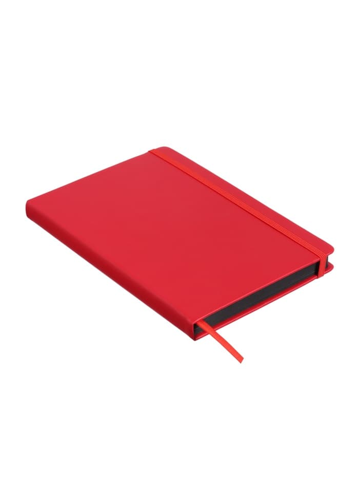 Ежедневник недатированный A5, 140 л, клетка, кожзам, на резинке, черный срез, Красный