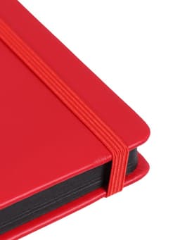 Ежедневник недатированный A5, 140 л, клетка, кожзам, на резинке, черный срез, Красный