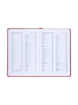 Ежедневник недатированный A5, 140 л, клетка, кожзам, на резинке, черный срез, Красный