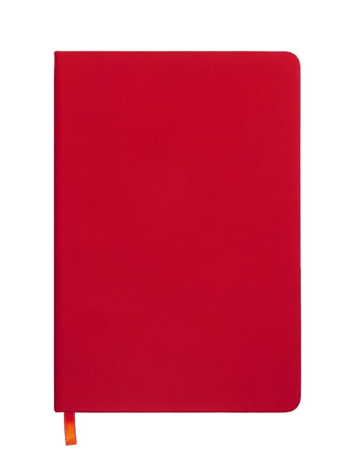 Ежедневник недатированный A5, 140 л, клетка, кожзам, на резинке, черный срез, Красный