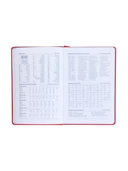 Ежедневник недатированный A5, 140 л, клетка, кожзам, на резинке, черный срез, Красный