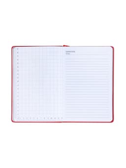 Ежедневник недатированный A5, 140 л, клетка, кожзам, на резинке, черный срез, Красный