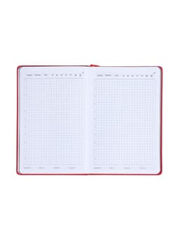 Ежедневник недатированный A5, 140 л, клетка, кожзам, на резинке, черный срез, Красный