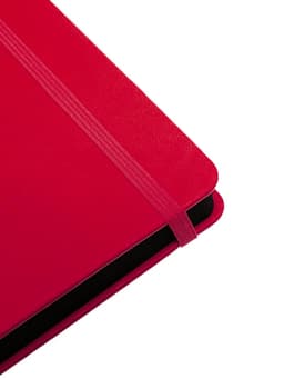 Ежедневник недатированный A5, 140 л, клетка, кожзам, на резинке, черный срез, Красный