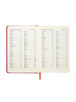 Ежедневник недатированный A5, 140 л, клетка, кожзам, на резинке, черный срез, Красный