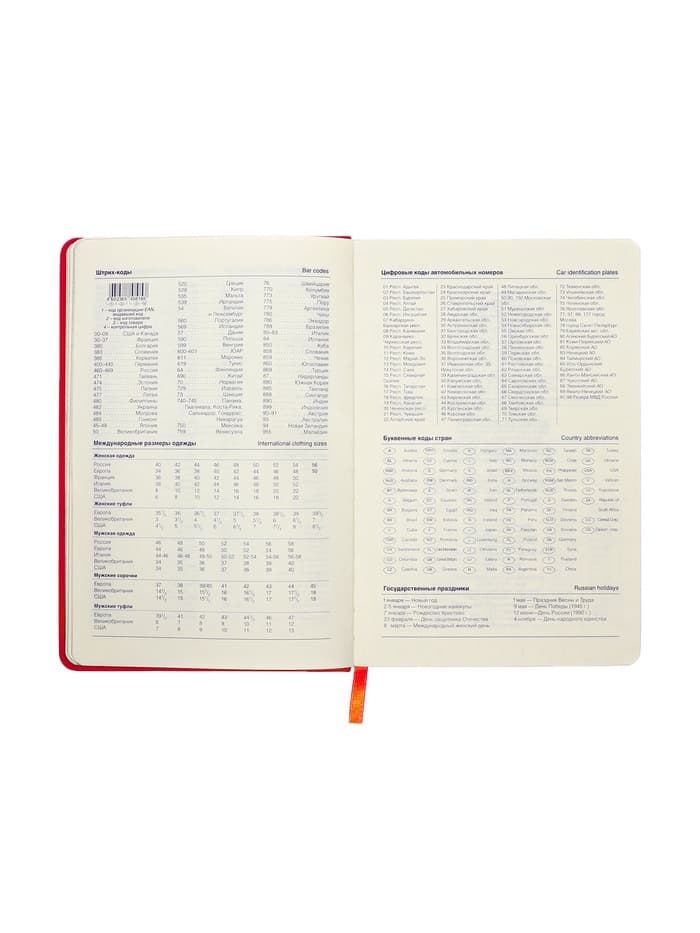 Ежедневник недатированный A5, 140 л, клетка, кожзам, на резинке, черный срез, Красный