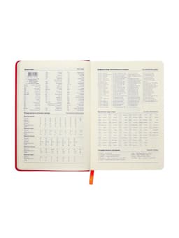 Ежедневник недатированный A5, 140 л, клетка, кожзам, на резинке, черный срез, Красный