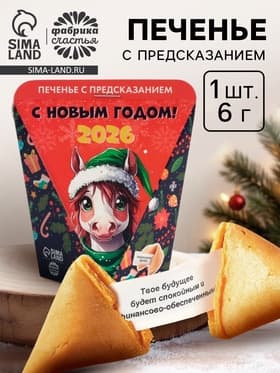 Печенье новогоднее с предсказанием «С Новым годом 2026», 1 шт., 6 г