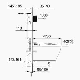 Инсталляция Comforty CF3GT1900-10BL, клавиша управления Comforty CF3BT7912BL, матовая чёрная
