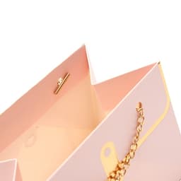 Пакет переноска для цветов, ручка цепь, «Розовый», с золотым тиснением, 15×10.5×10 см