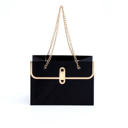 Пакет переноска для цветов, ручка цепь, «Чёрный», с золотым тиснением, 15×10.5×10 см