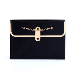 Пакет переноска для цветов, ручка цепь, «Чёрный», с золотым тиснением, 15×10.5×10 см