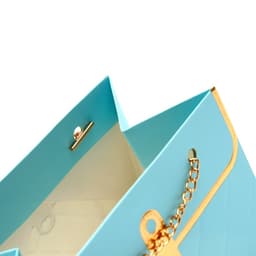 Пакет переноска для цветов, ручка цепь, «Лазурный», с золотым тиснением, 15×10.5×10 см