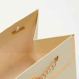 Пакет переноска для цветов, ручка цепь, «Кремовый», с золотым тиснением, 15×10.5×10 см