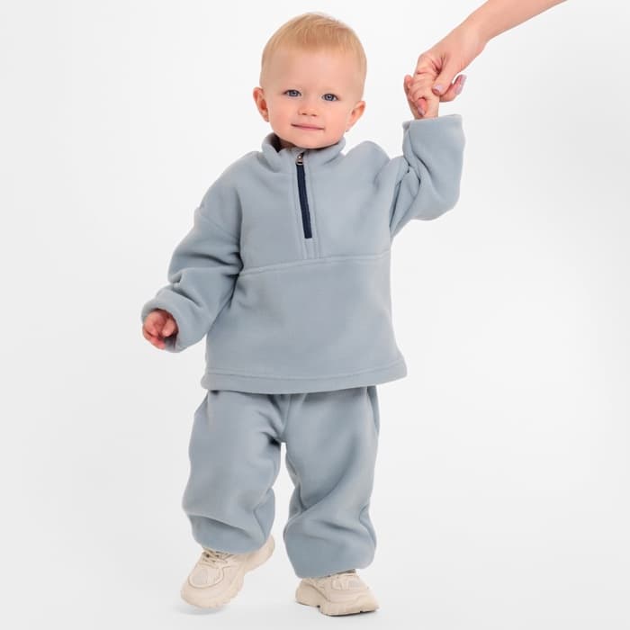 Костюм флисовый детский (джемпер, брюки) MINAKU, рост 86-92 см, серый