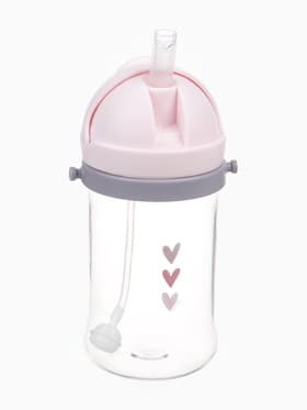 Поильник - непроливайка детский «Сердечки» с силиконовой трубочкой и грузиком, от 9 мес., 350 мл., на ленте, розовый, Крошка Я