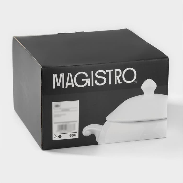Супница Magistro «Бланш», 2 л, 26.5×21×17.5 см, фарфор, белая