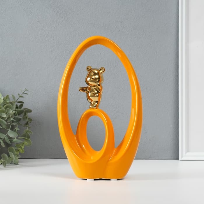 Фигурка керамика «Медвежонок - сны наяву», оранжевый с золотом, 6×15.5×27 см