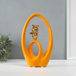 Фигурка керамика «Медвежонок - сны наяву», оранжевый с золотом, 6×15.5×27 см