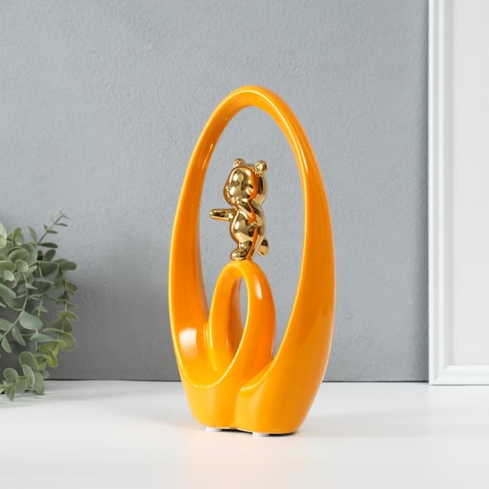 Фигурка керамика «Медвежонок - сны наяву», оранжевый с золотом, 6×15.5×27 см