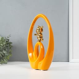 Фигурка керамика «Медвежонок - сны наяву», оранжевый с золотом, 6×15.5×27 см