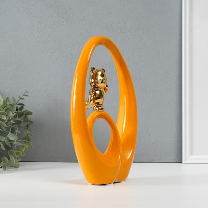 Фигурка керамика «Медвежонок - сны наяву», оранжевый с золотом, 6×15.5×27 см