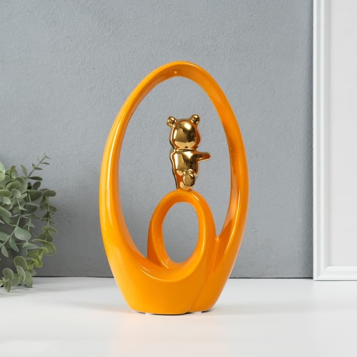 Фигурка керамика «Медвежонок - сны наяву», оранжевый с золотом, 6×15.5×27 см