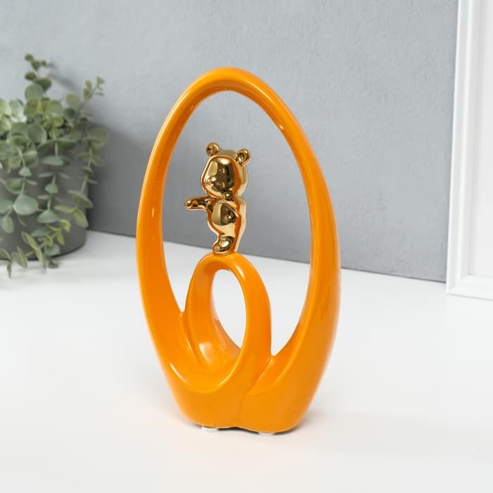 Фигурка керамика «Медвежонок - сны наяву», оранжевый с золотом, 6×15.5×27 см